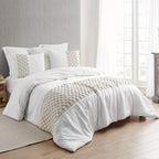 Byourbed Almond Cream/ White Knit and Loop Textured Oversized Comforter Twin - Twin XL, Twin XL Adult, Teen &amp; Dorm