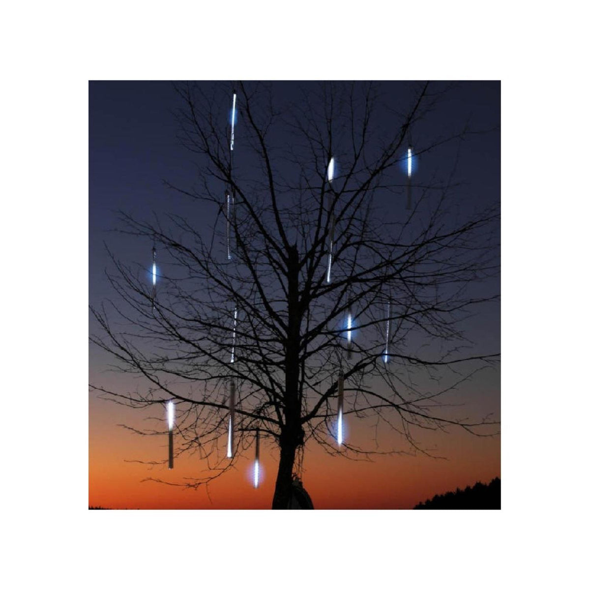 Set of 6 Dripping LED Icicle Snowfall Christmas Light Tubes 21.75" - 39.5"