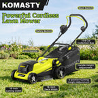 40V Electric Lawn Mower 16" Cordless Battery Powered Mower, 2 in 1 Mulching Lawnmower with 5-Position Height Adjustment 10.6 Gallon Bag, Small Push Lawn Trimmer, 2X4.0Ah Battery and 2 Chargers