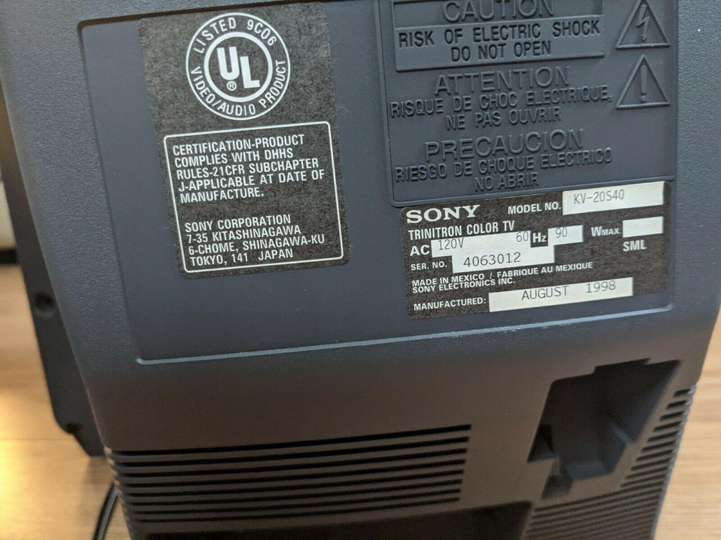 sony trinitron kv-20s40 20" crt tv retro gaming  w/oem remote tested - beautiful