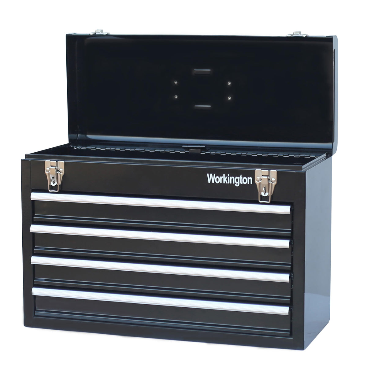 Portable Metal Tool Chest with 4 Drawers, 20" 4-Drawer Tool Chest Cabinet with Ball Bearing Drawer Slides, Steel Tool StoraBox Organizer 4004 Black