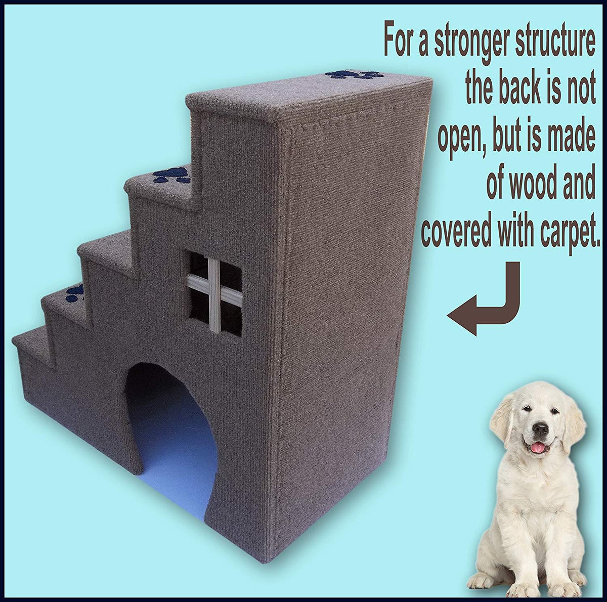 Navarce Dog Steps. Doggy Stairs.Pet Furniture, Dogs Furniture. 30 inches Tall Wooden Dog Steps, pet Stairs