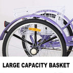 KNUS Adult Tricycle Trikes,Single Speed 3 Wheel Bikes,24/26 Inch Cruiser Bicycle with LarShopping Basket for Seniors,Women and Men