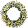 48 in. Pre-Lit LED Artificial Christmas Wreath with Pinecones