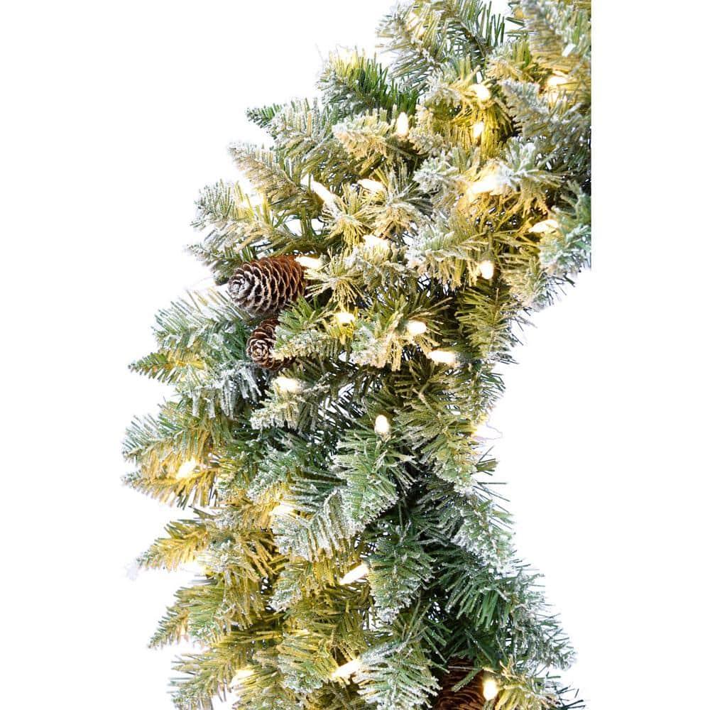 48 in. Pre-Lit LED Artificial Christmas Wreath with Pinecones