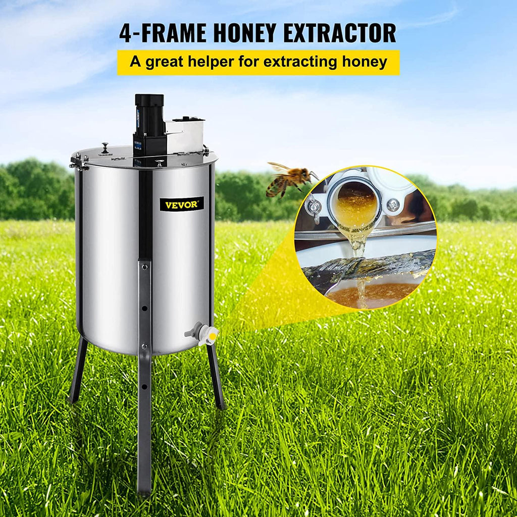 bestequip electric honey extractor separator 4 frame bee extractor stainless steel honeycomb spinner crank. beekeeping extraction apiary centrifuge equipment