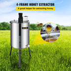 bestequip electric honey extractor separator 4 frame bee extractor stainless steel honeycomb spinner crank. beekeeping extraction apiary centrifuge equipment