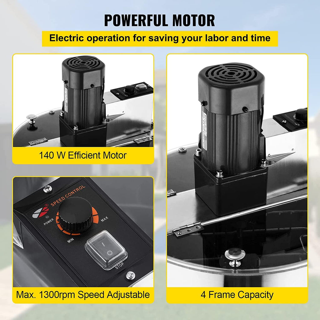 bestequip electric honey extractor separator 4 frame bee extractor stainless steel honeycomb spinner crank. beekeeping extraction apiary centrifuge equipment