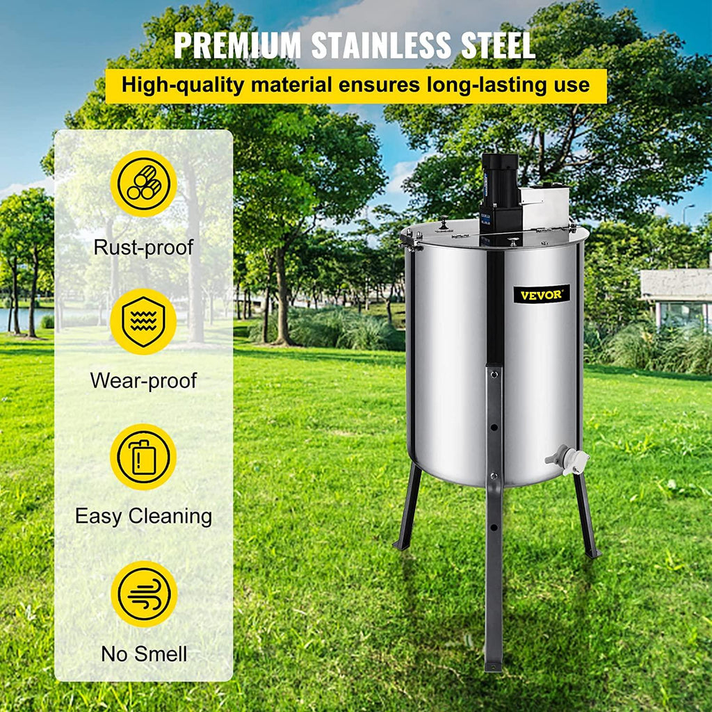 bestequip electric honey extractor separator 4 frame bee extractor stainless steel honeycomb spinner crank. beekeeping extraction apiary centrifuge equipment