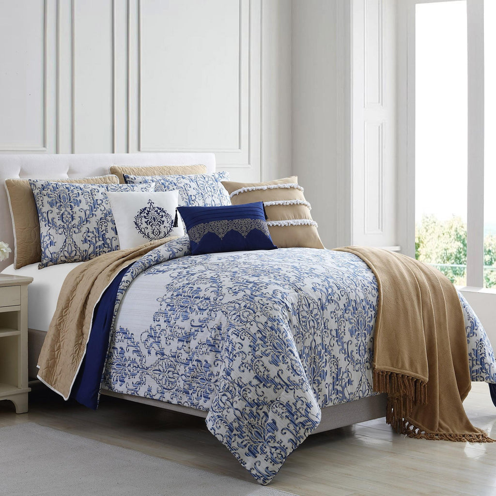 Andria 10 Piece Size Reversible Comforter and Coverlet Set The Urban, Multicolor