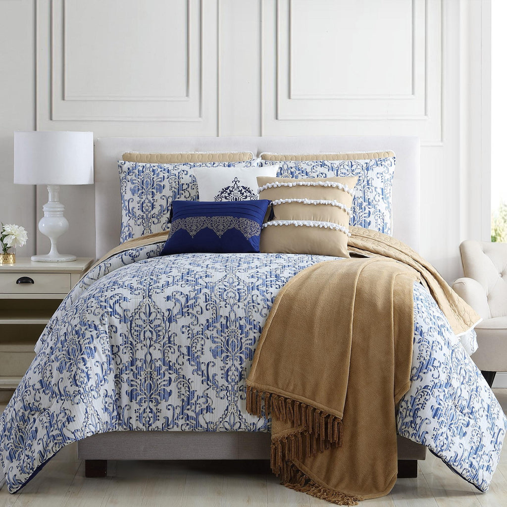 Andria 10 Piece Size Reversible Comforter and Coverlet Set The Urban, Multicolor