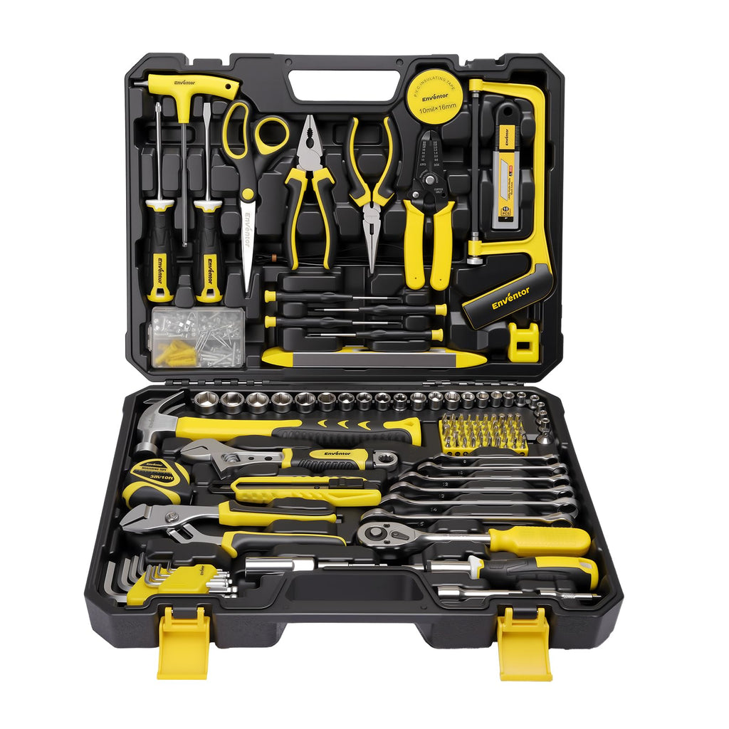 Home Tool Kit, 220 Piece Hand Tool Kit with Toolbox StoraCase, Basic Household Auto Repair Tool Set for Home Repairs Men Women DIY, Auto Maintenance, General Use, Household Repair Tools