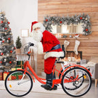 Adult Tricycles Cruiser Bikes,24 inch 3 Wheel 7-Speed, Three-Wheeled Cruiser Trike with Shopping Basket, for Elderly,Seniors, Women, Men, for Parents