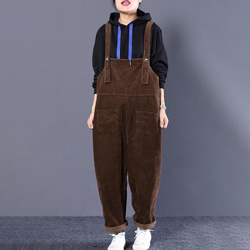 Women Loose Casual Corduroy Jumpsuit