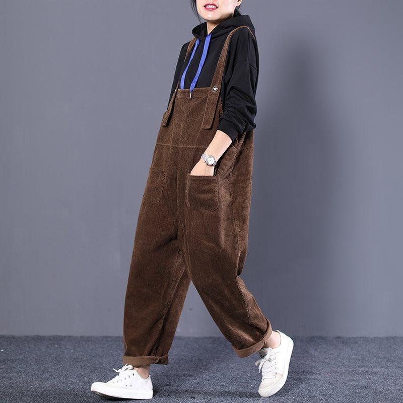 Women Loose Casual Corduroy Jumpsuit