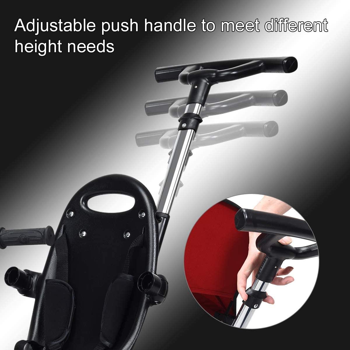 INFANS Kids Tricycle, 4 in 1 Stroll Trike with Adjustable Push Handle, Removable Canopy, Retractable Foot Plate, Lockable Pedal, Detachable Guardrail, Suitable for 10 Months to 5 Years (Red)