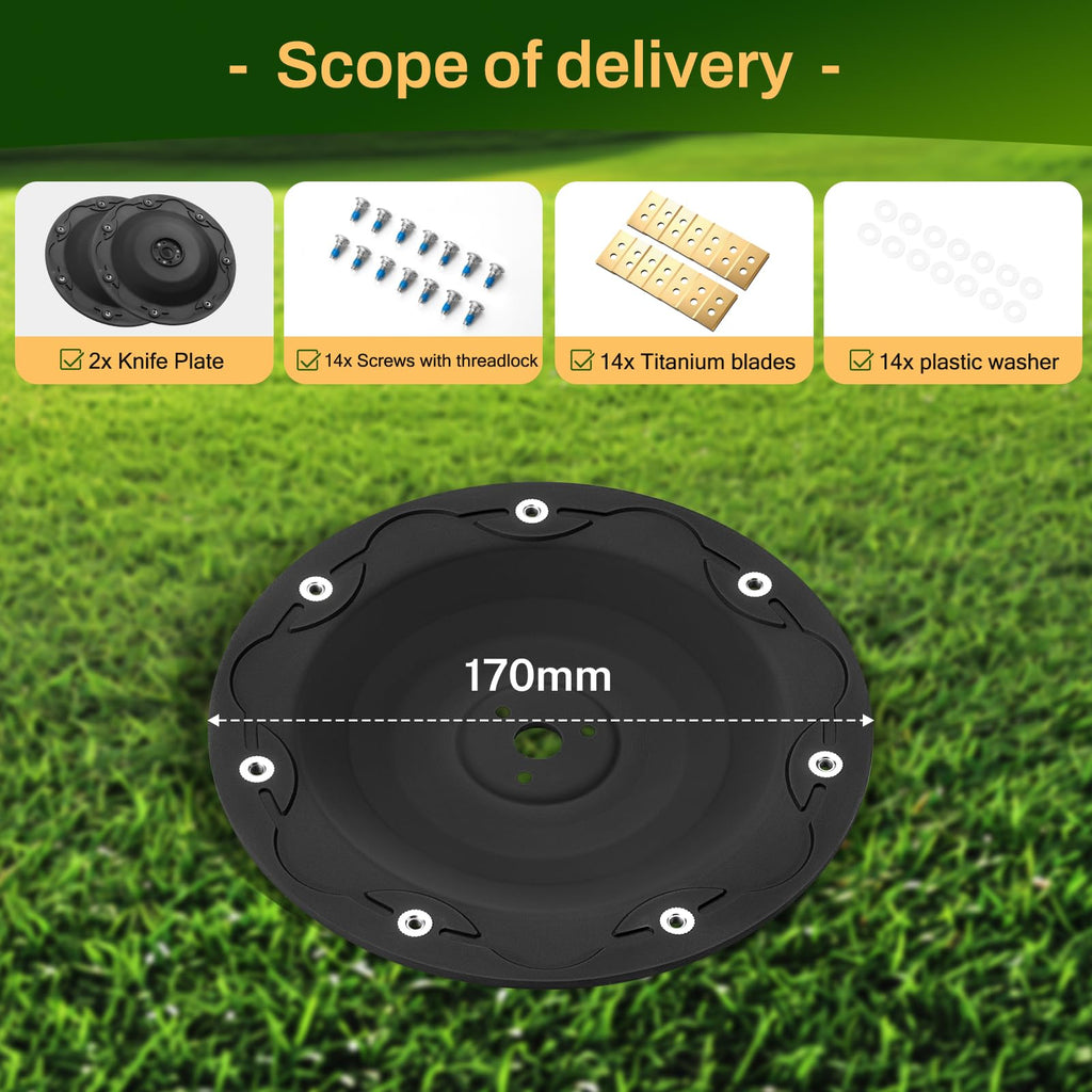 [Upgrade] 2Pcs Blade Discs + 14Pcs Blades Compatible with  LUBA 1 AWD and LUBA 2 AWD (up to Model Year 2024), Robotic Lawn Mower Blade Disc