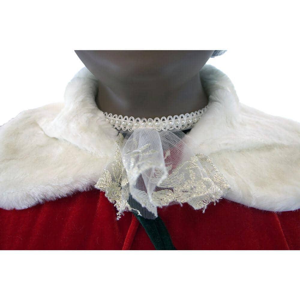 58 in. Christmas African American Dancing Mrs. Claus with Faux Fur Hand Muff