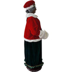 58 in. Christmas African American Dancing Mrs. Claus with Faux Fur Hand Muff