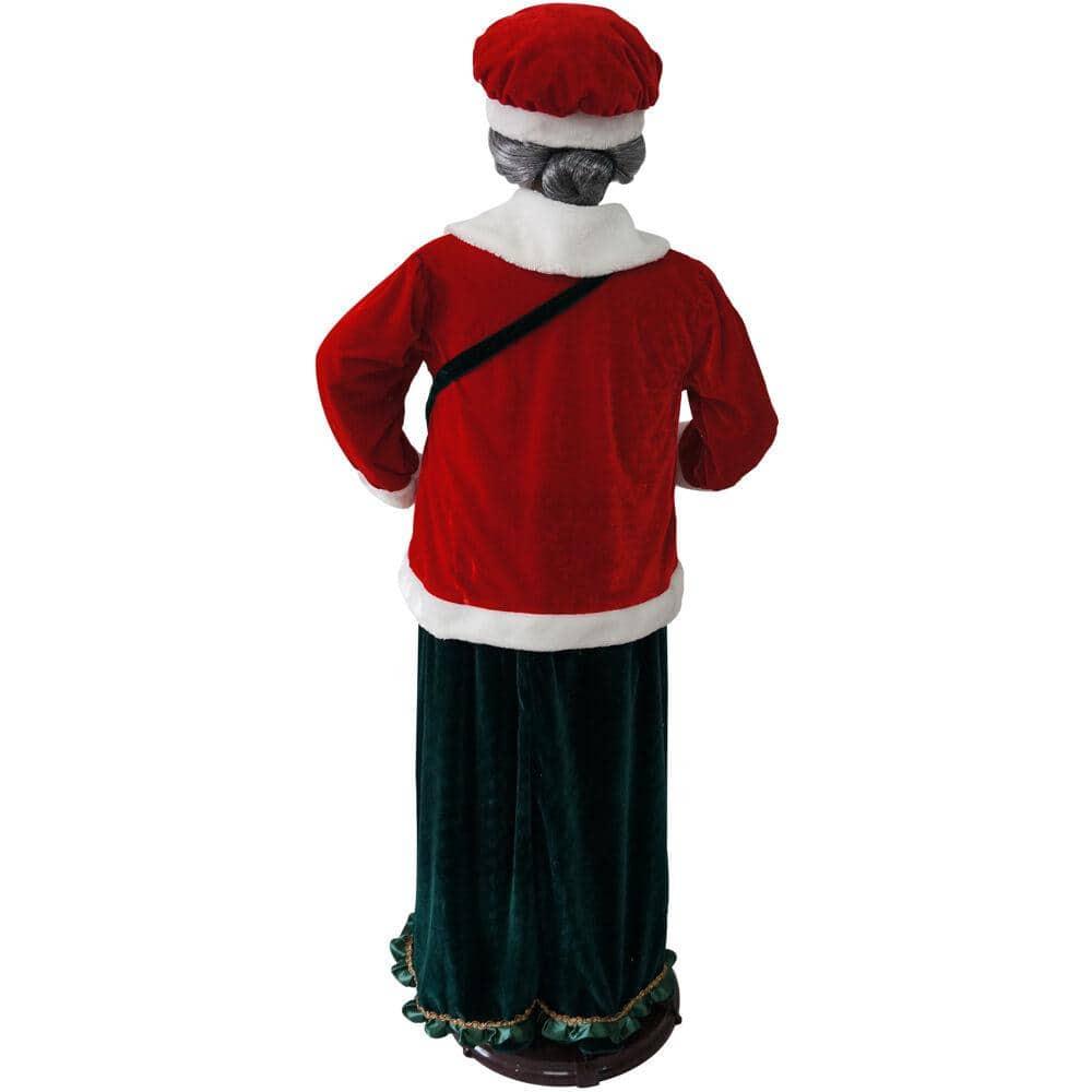 58 in. Christmas African American Dancing Mrs. Claus with Faux Fur Hand Muff