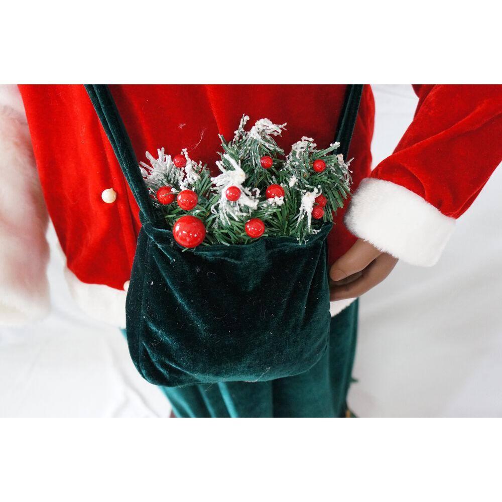 58 in. Christmas African American Dancing Mrs. Claus with Faux Fur Hand Muff