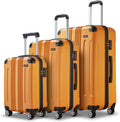 3 Piece Luggage Set Hardside Suitcase with Spinner Wheels TSA Lock Carry on 20inch Women (orange)