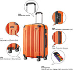 3 Piece Luggage Set Hardside Suitcase with Spinner Wheels TSA Lock Carry on 20inch Women (orange)
