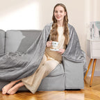 Heated Blanket Electric Blanket Twin-Fast Heating Blanket with 4 Heating Levels &amp; 1-12 Hours Auto-Off Time Setting, ETL Certified, Machine Washable, Flannel to Sherpa Reversible(62" x 84" Grey)