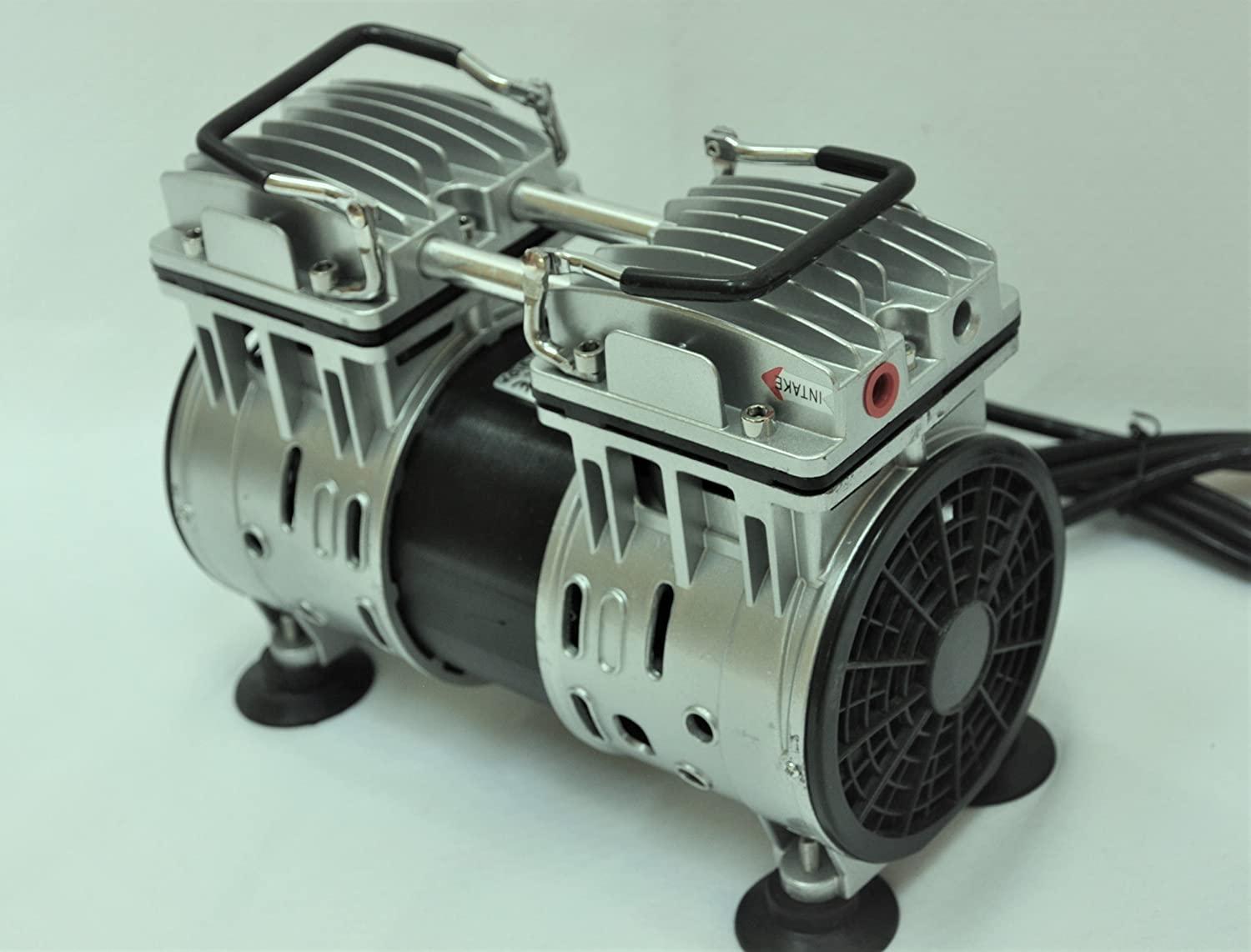 controlled twin piston oil-less vacuum pump 5.5cfm 3/4hp regulator/gauge hardware kit pressure control oil-free clean no oil mist