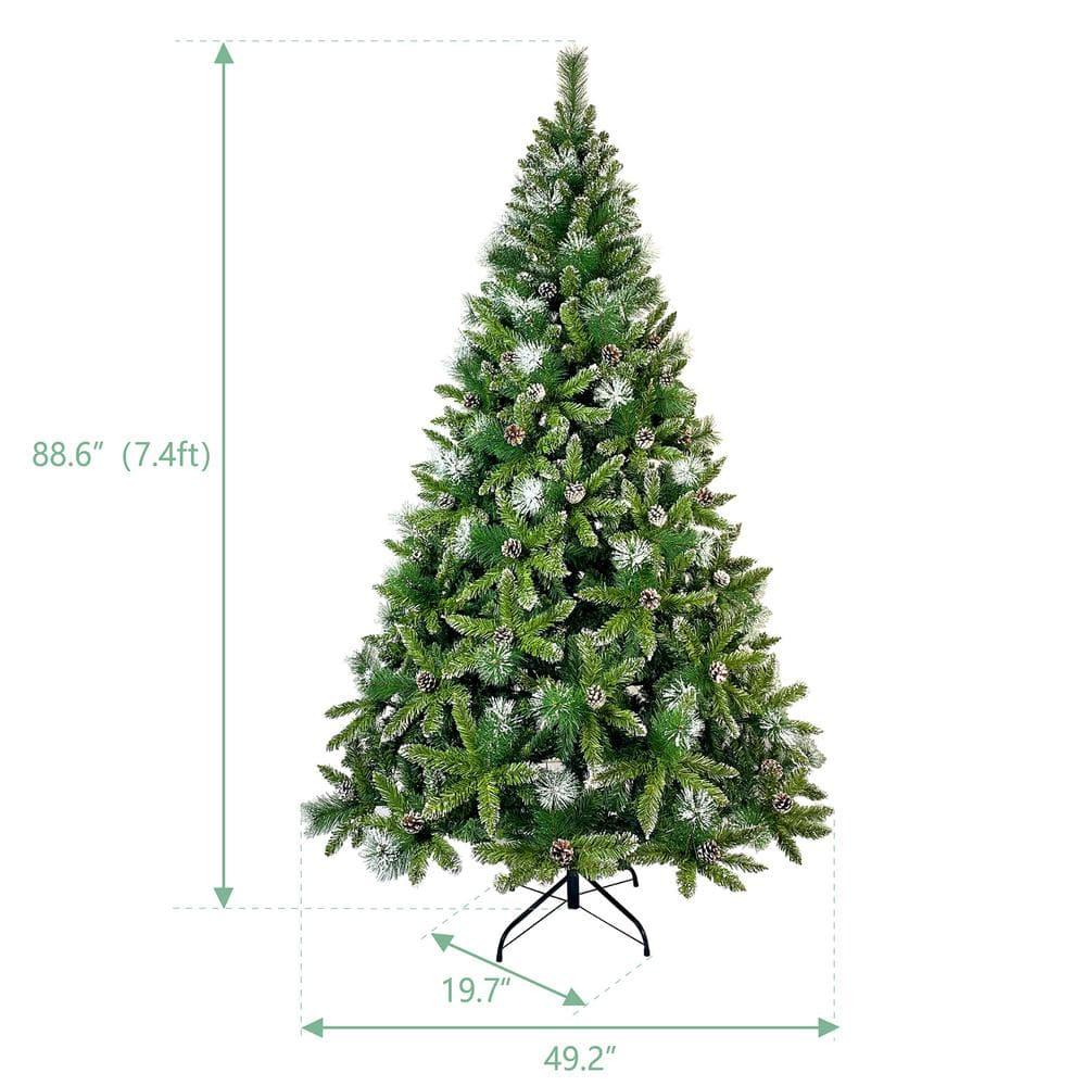 Tasha 7.4 ft. PVC Christmas Tree, Decorated with 65 Pine Cones and Realistic Thicken Tips Over 1300