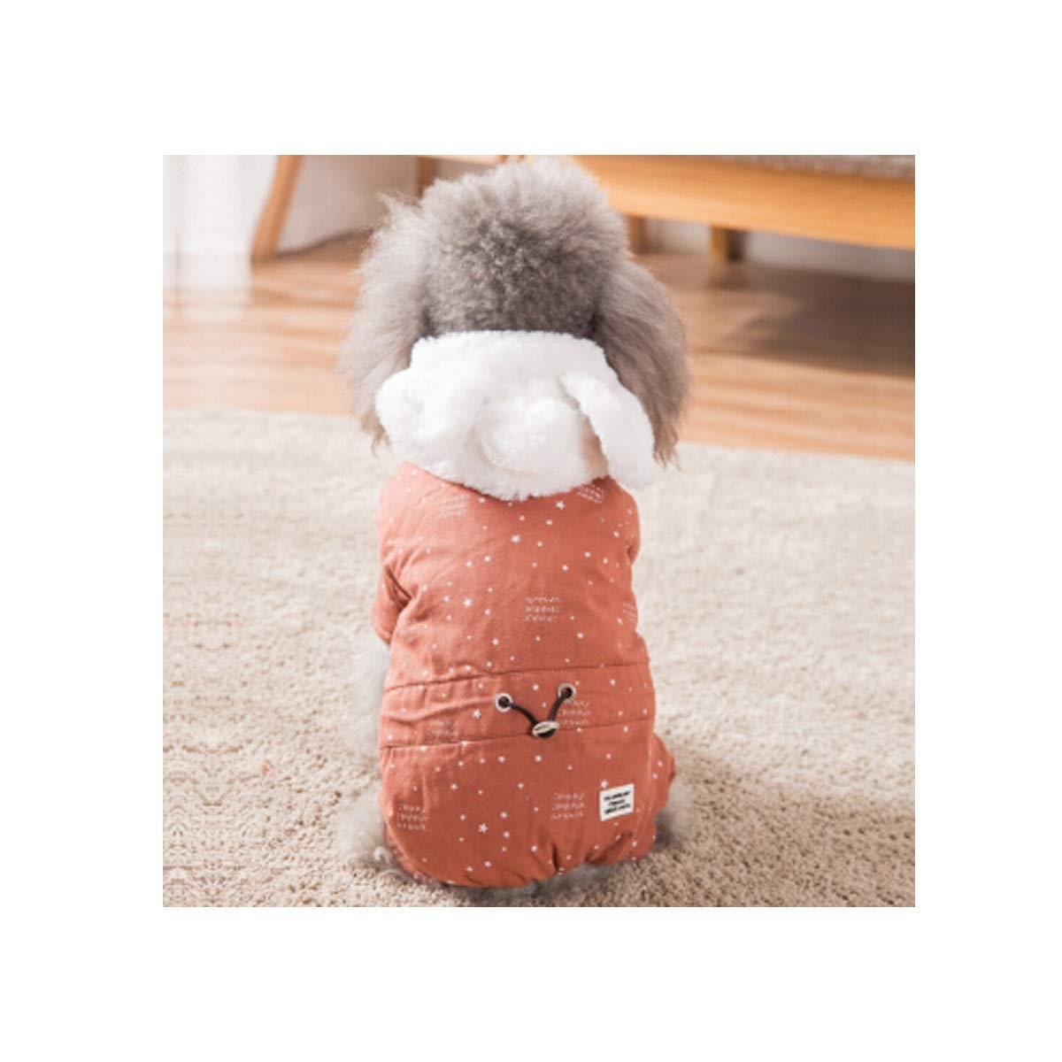 Walled Autumn and Winter Clothing Rabbit Velvet Cartoon Dog Clothes Small Dog Pomeranian Teddy Bear Thick Warm Hooded Cotton Coat Very Beautiful Clothes.