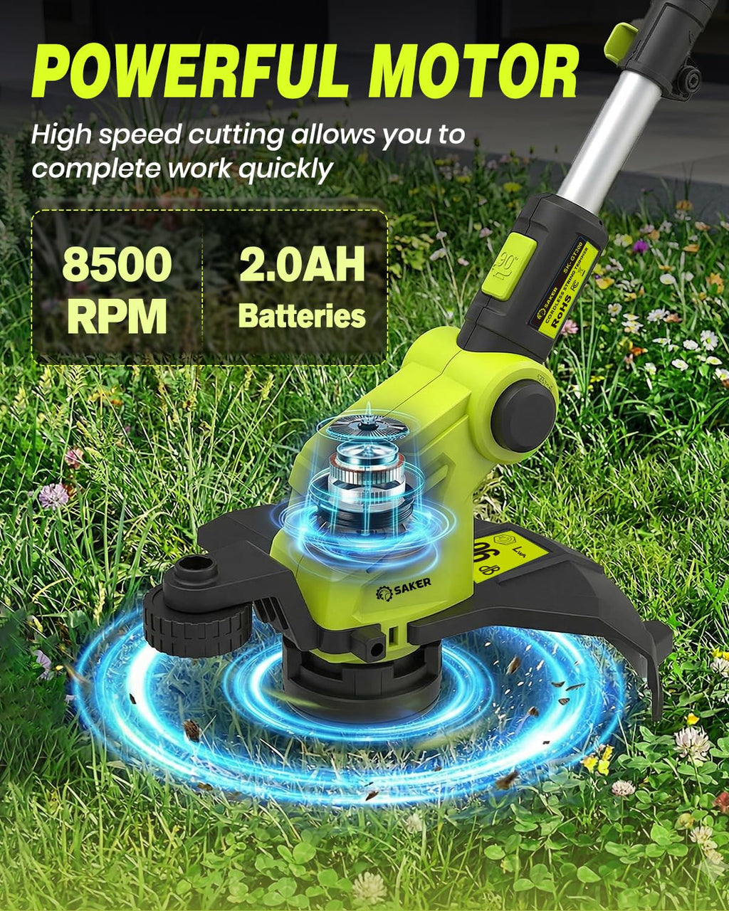 Cordless Weed Wacker,3-in-1 Weed Cutter with Auto Line Feed, 12-in Cordless Lawn Mower Grass Trimmer&amp;Edger Lawn&amp;Mower Tool with 2 Batteries for Yard, Garden,Wireless Weed Eater with 2 Lines