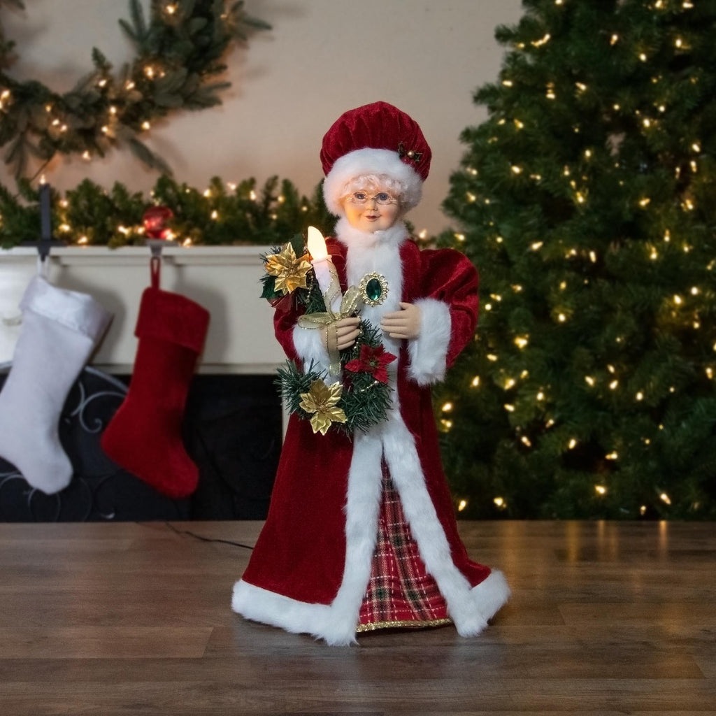 24-Inch Animated Mrs. Claus with Lighted Candle Musical Christmas Figure
