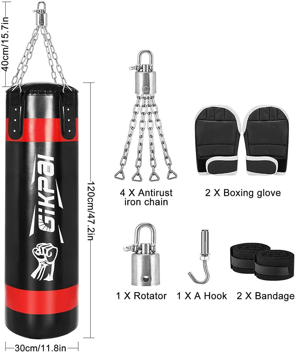 Punching Bag Professional Adult &amp; Entry Level Sandbag Set, Upgrade 2021, 45lb Boxing Suspension Heavy Bag(Black with Red)