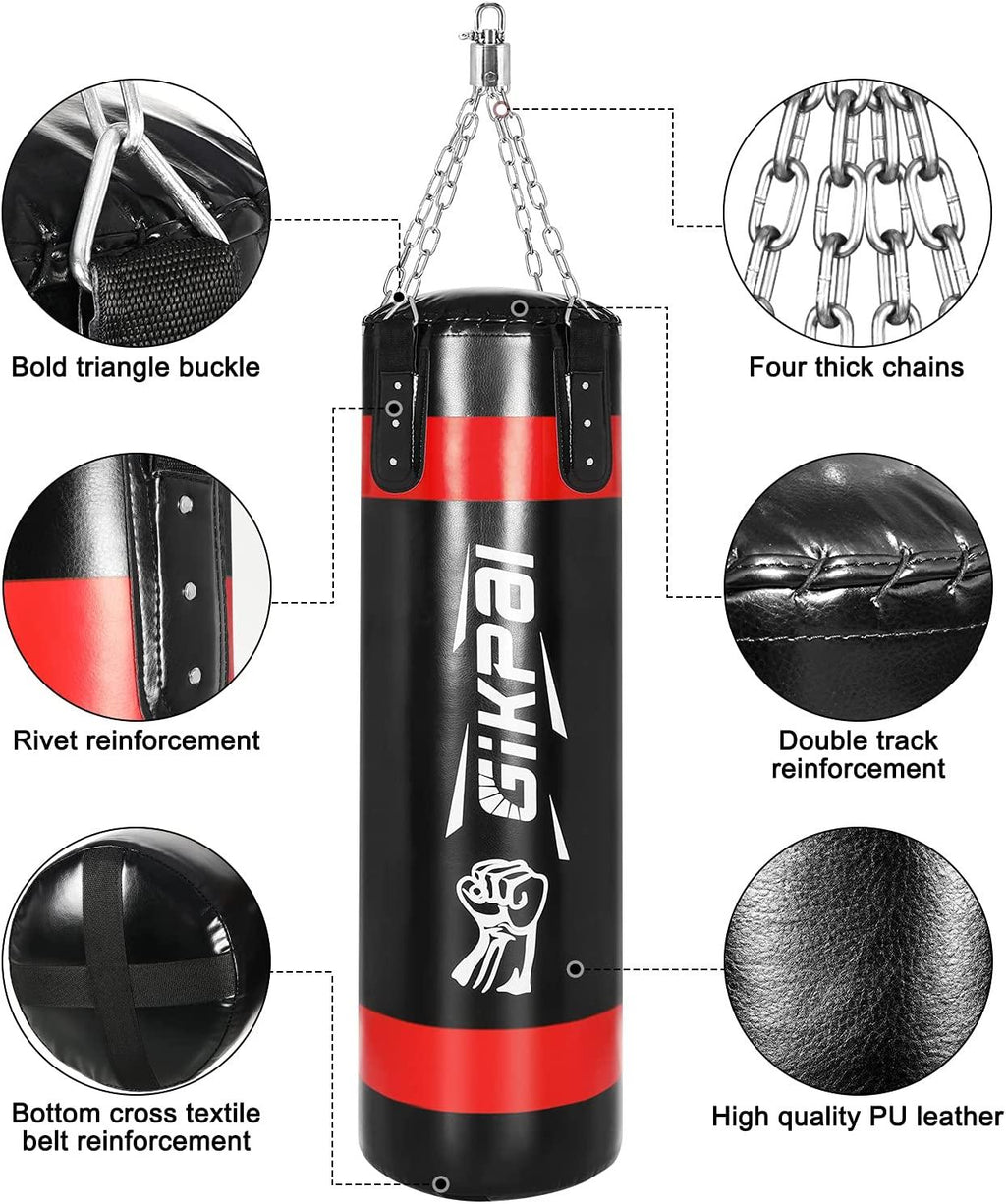 Punching Bag Professional Adult &amp; Entry Level Sandbag Set, Upgrade 2021, 45lb Boxing Suspension Heavy Bag(Black with Red)