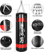 Punching Bag Professional Adult &amp; Entry Level Sandbag Set, Upgrade 2021, 45lb Boxing Suspension Heavy Bag(Black with Red)