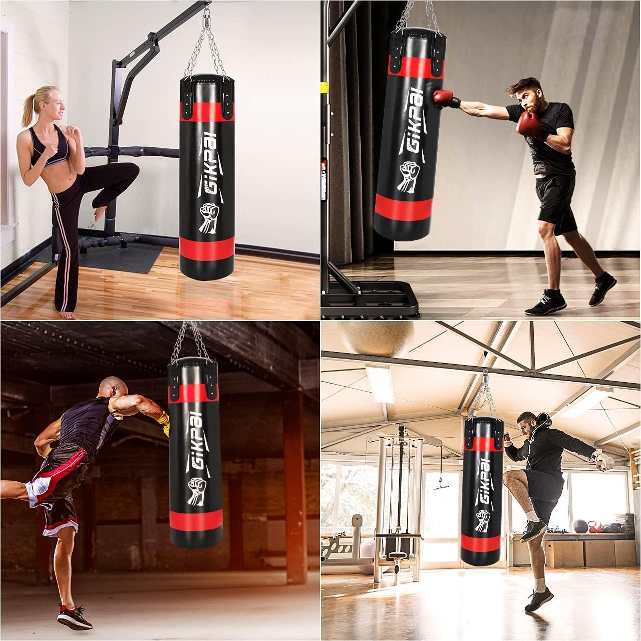 Punching Bag Professional Adult &amp; Entry Level Sandbag Set, Upgrade 2021, 45lb Boxing Suspension Heavy Bag(Black with Red)