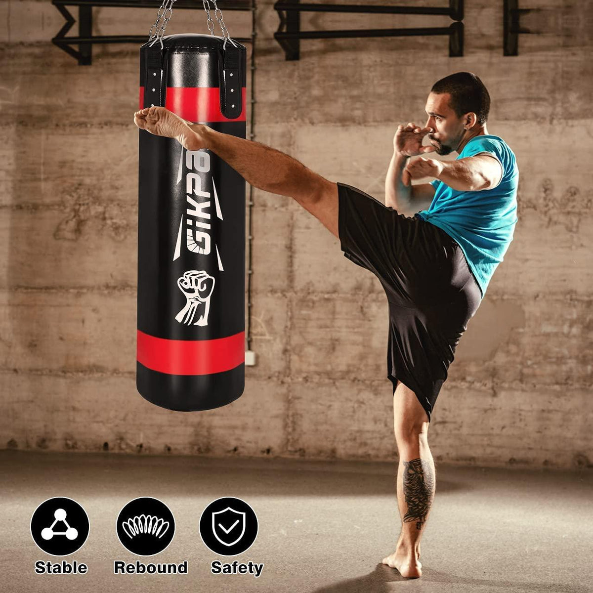 Punching Bag Professional Adult &amp; Entry Level Sandbag Set, Upgrade 2021, 45lb Boxing Suspension Heavy Bag(Black with Red)