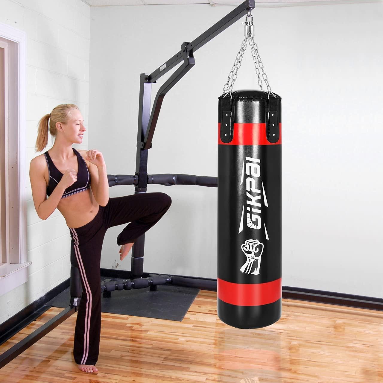 Punching Bag Professional Adult &amp; Entry Level Sandbag Set, Upgrade 2021, 45lb Boxing Suspension Heavy Bag(Black with Red)