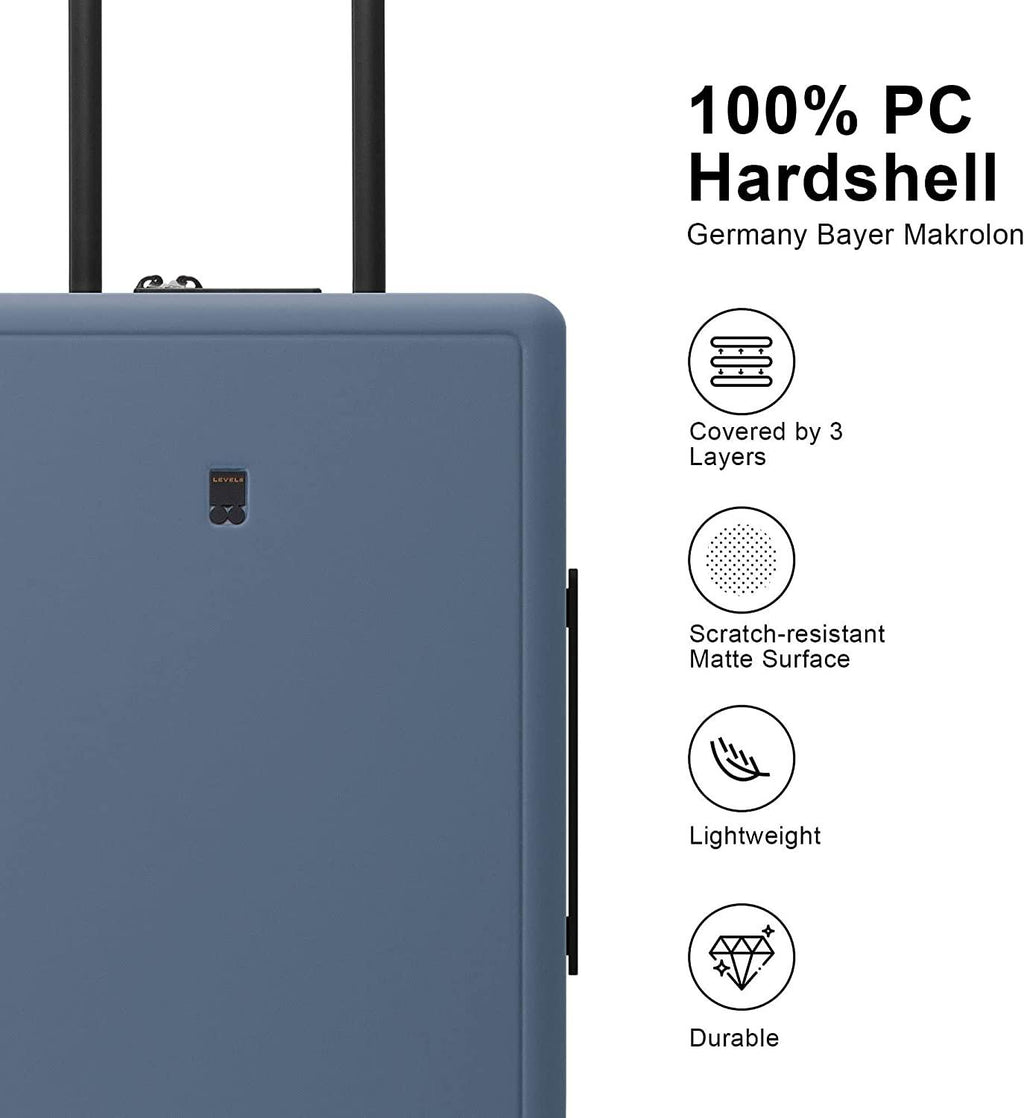 Elegance Carry On Suitcase, 20” Hardside Luggage with TSA Lock, Spinner Wheels - Blue Grey