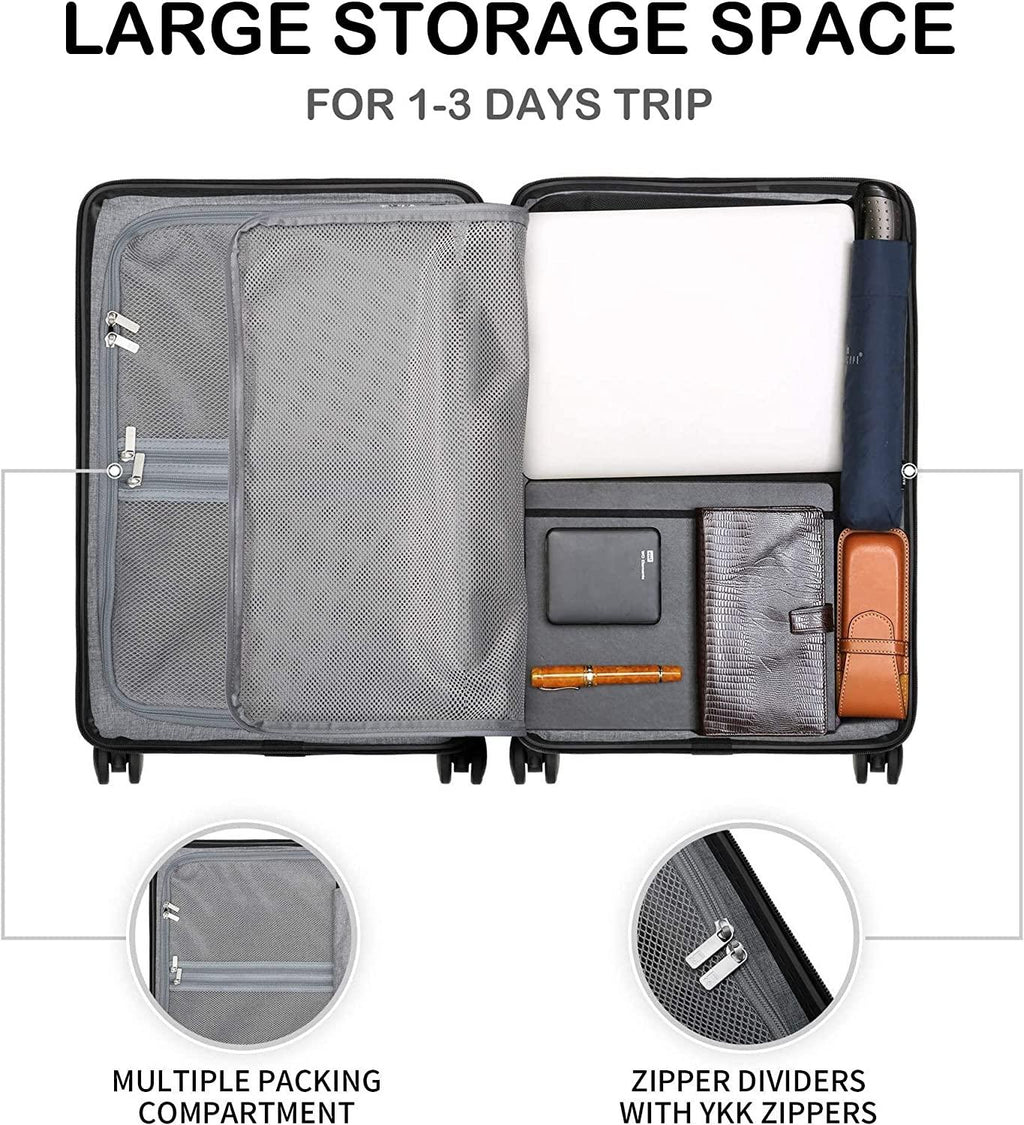 Elegance Carry On Suitcase, 20” Hardside Luggage with TSA Lock, Spinner Wheels - Blue Grey