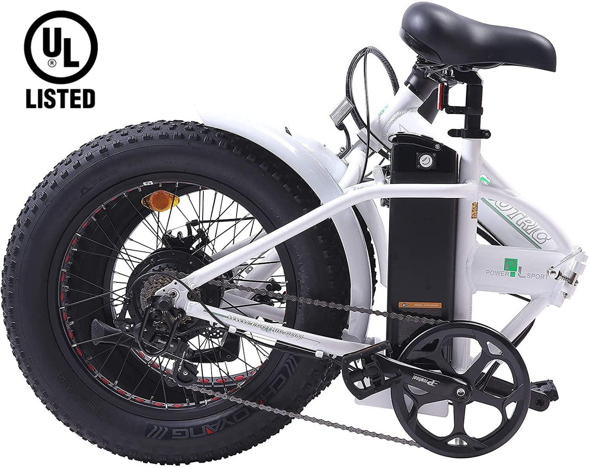 Electric Fat Tire Bicycle 20" X 4” Folding Bike 500W 12Ah 36V Lithium Battery Beach Mountain Snow Ebike Moped (UL Model)