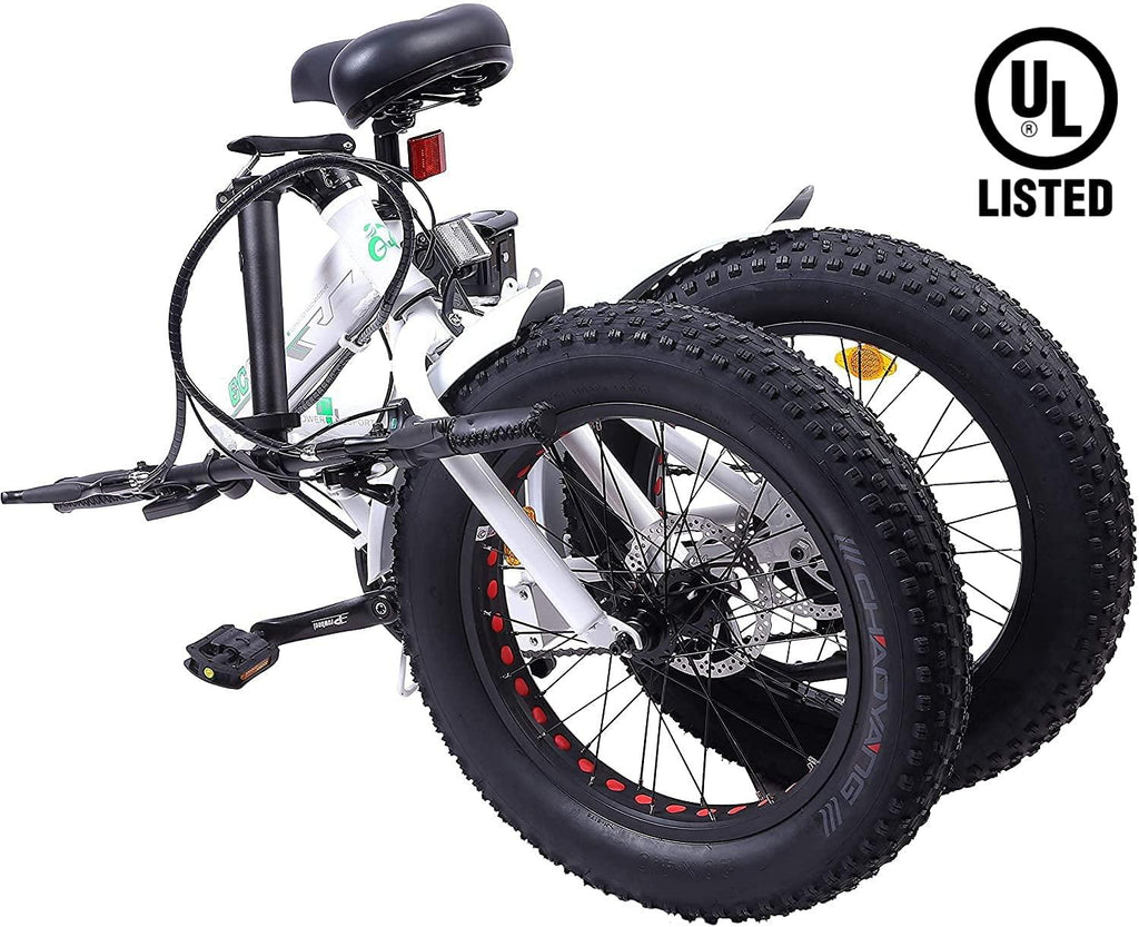 Electric Fat Tire Bicycle 20" X 4” Folding Bike 500W 12Ah 36V Lithium Battery Beach Mountain Snow Ebike Moped (UL Model)