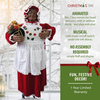 36 in. Christmas African American Musc and Motion Mrs. Claus with Apron