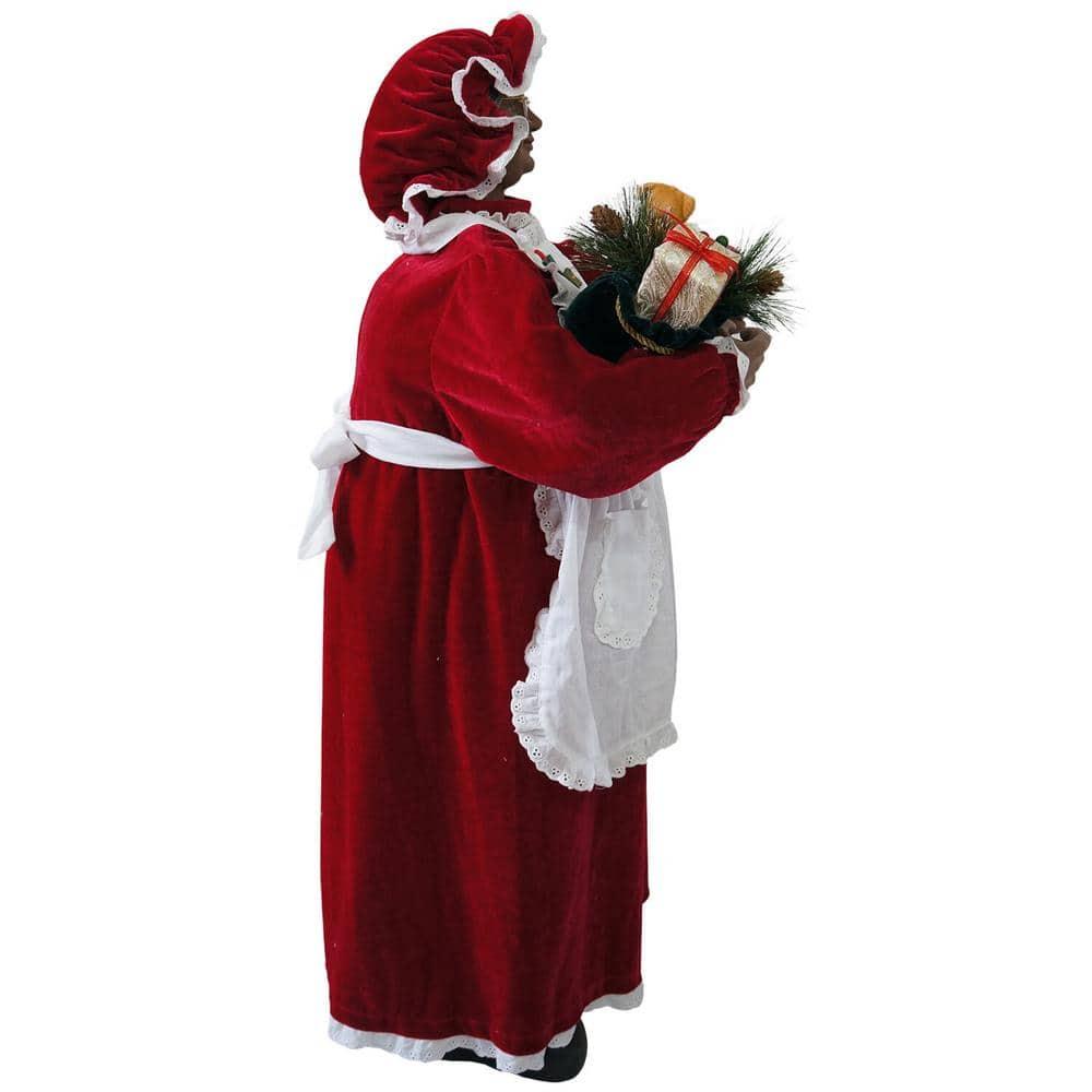 36 in. Christmas African American Musc and Motion Mrs. Claus with Apron