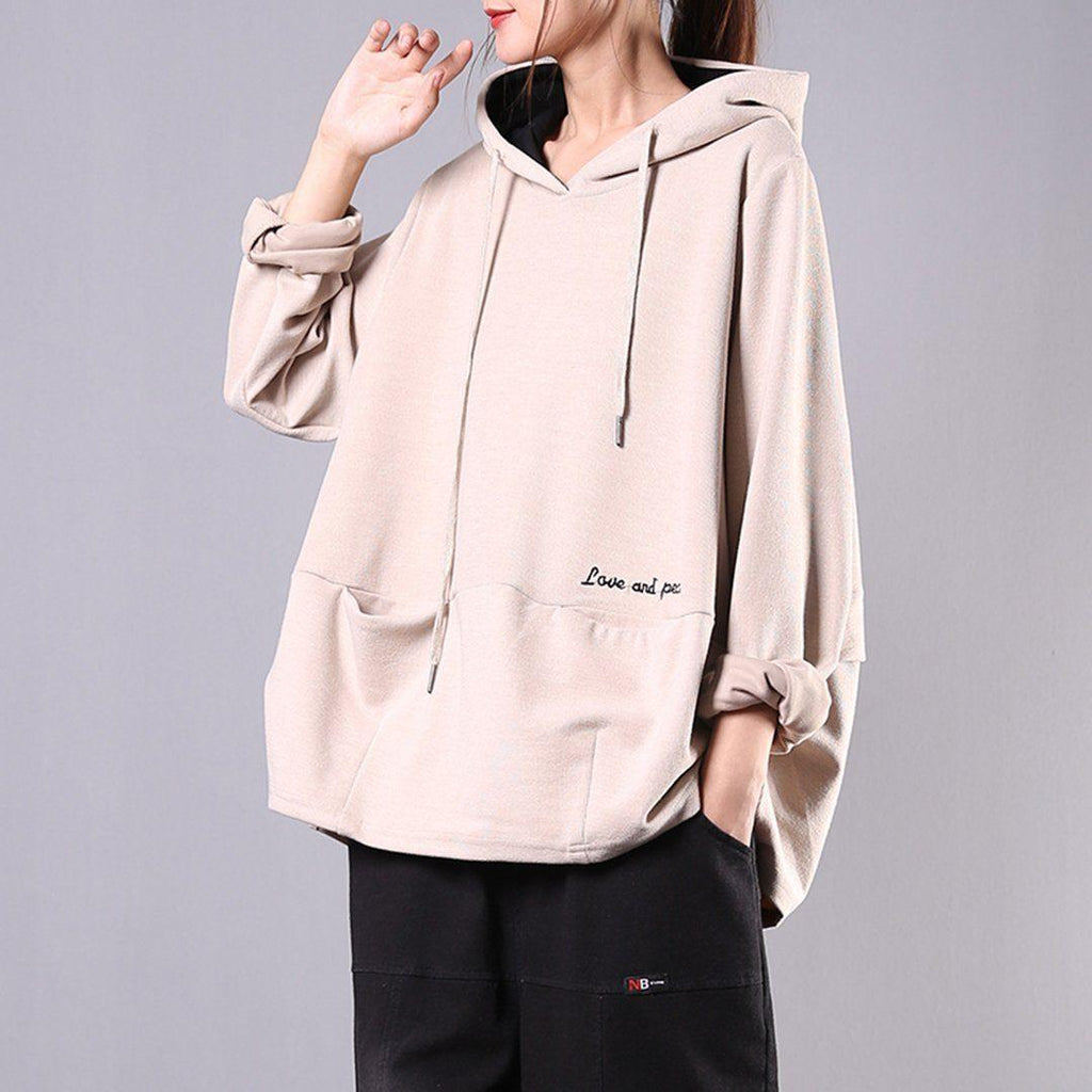 Babakud Drawstring Loose Casual Women Solid Hoodie