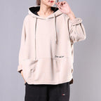 Babakud Drawstring Loose Casual Women Solid Hoodie