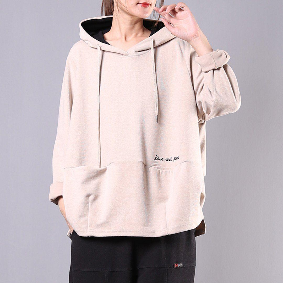 Babakud Drawstring Loose Casual Women Solid Hoodie