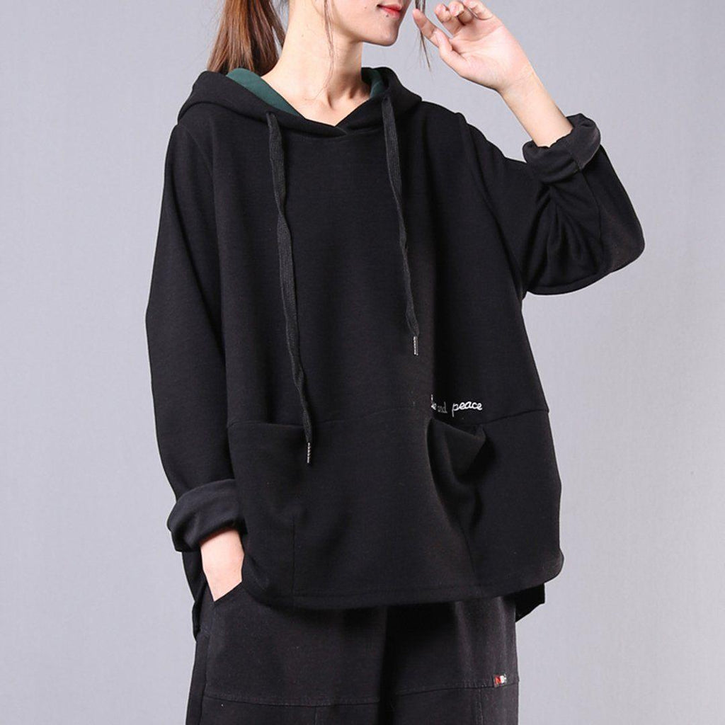 Babakud Drawstring Loose Casual Women Solid Hoodie