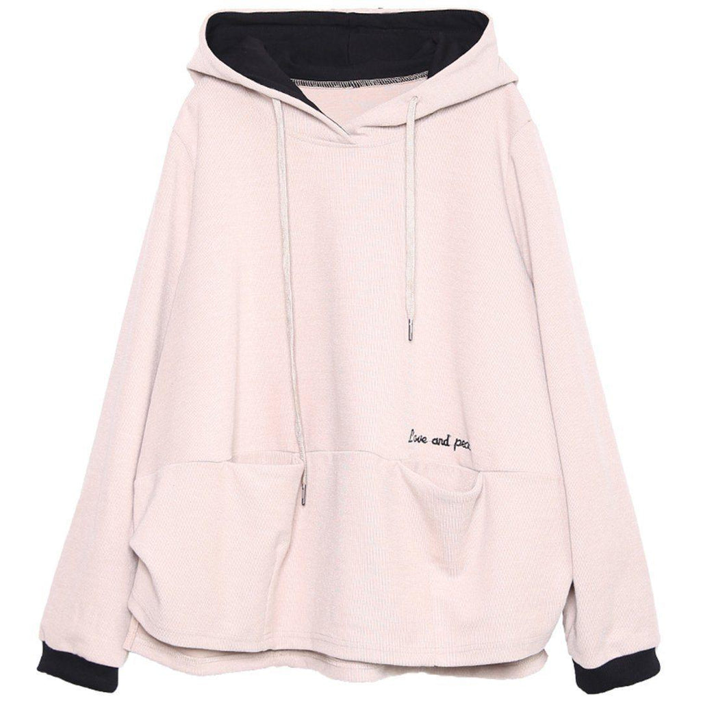 Babakud Drawstring Loose Casual Women Solid Hoodie